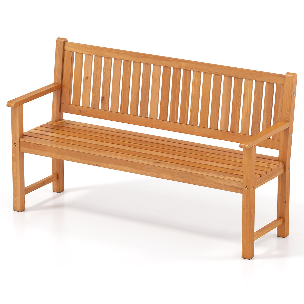 3-Seater Outdoor Wooden Bench 150 cm Large Garden Bench with Backrest-Yellow
