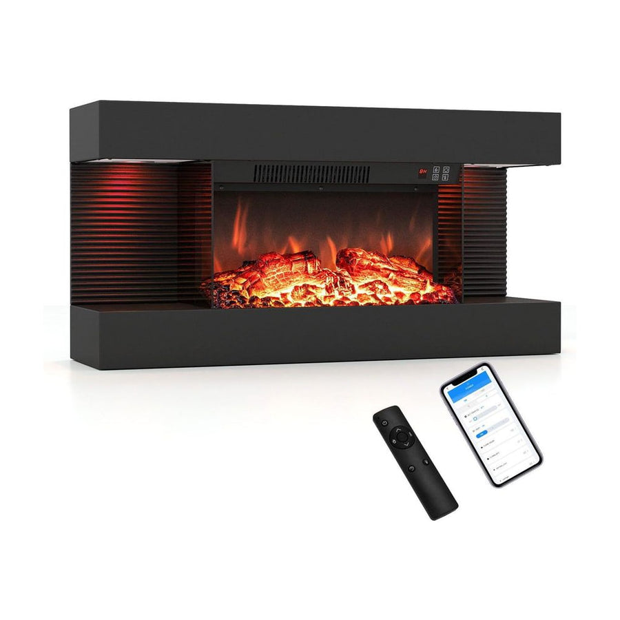 3-Sided Wall Mount Electric Fireplace with 12 Flame Ambient Colors for Indoor-82cm
