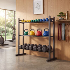 3-Tier Dumbbell Rack 240 KG Capacity Heavy-Duty Adjustable Weight Rack Stand-Black