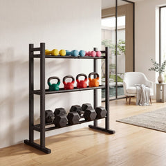 3-Tier Dumbbell Rack 240 KG Capacity Heavy-Duty Adjustable Weight Rack Stand-Black