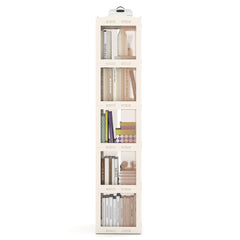 3-Tier Foldable 360° Rotating Bookshelf with Swivel Base-White