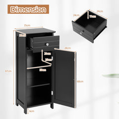 3-Tier Free-Standing Bathroom Cabinet with Drawer-Black