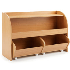 3-Tier Kids Toy Storage Organizer with 2 Rolling Drawers Bookcase for Kids Room-Natural