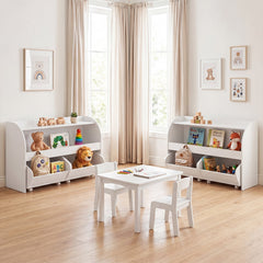 3-Tier Kids Toy Storage Organizer with 2 Rolling Drawers Bookcase for Kids Room-White