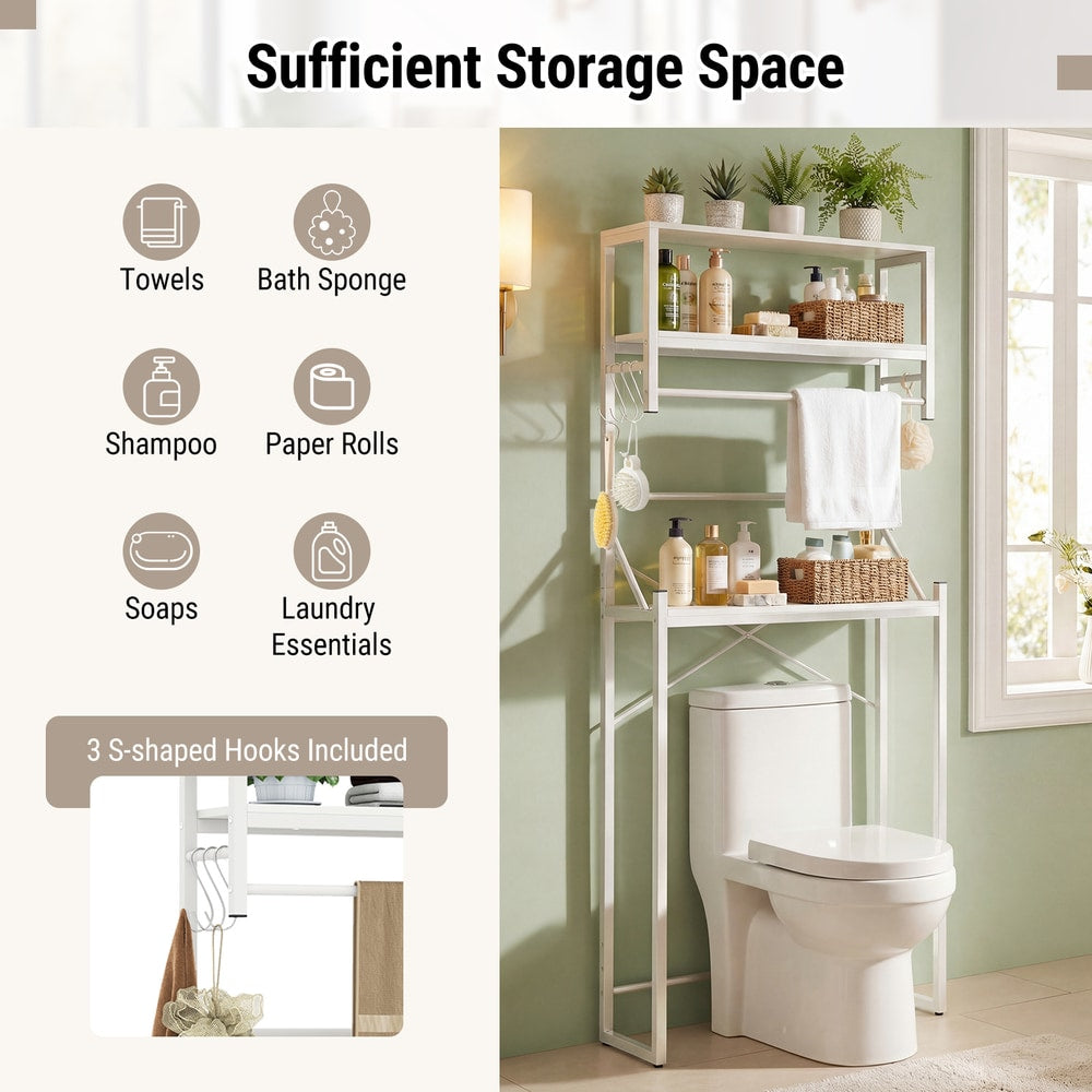 The bathroom storage unit showing icons for various items and a close up of the hooks