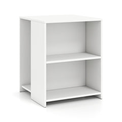 3-Tier Square Wooden End Table with Open Storage Shelves-White