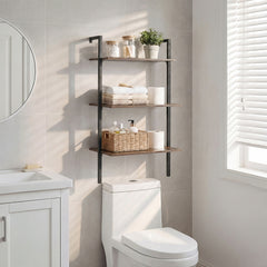3-Tier Wall Mounted Shelves for Living Room Home Office-Rustic Brown