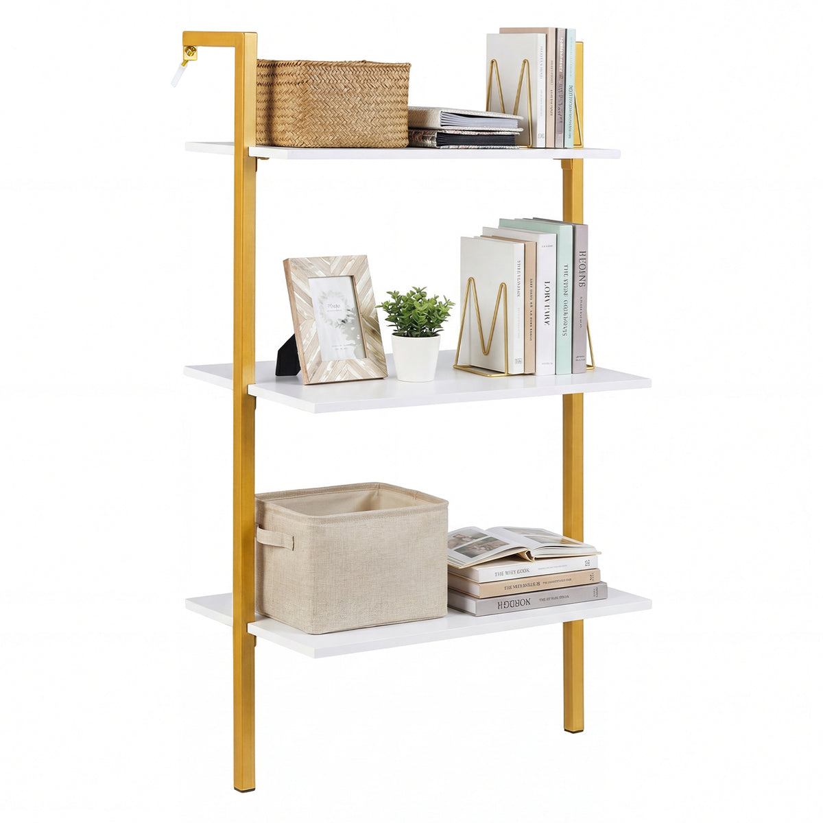3-Tier Wall Mounted Shelves for Living Room Home Office-White