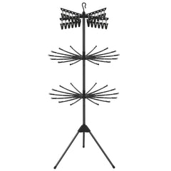 3-Tier Folding Clothes Drying Rack Tripod Laundry Drying Rack-Black