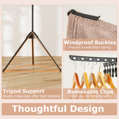 3-Tier Folding Clothes Drying Rack Tripod Laundry Drying Rack-Black