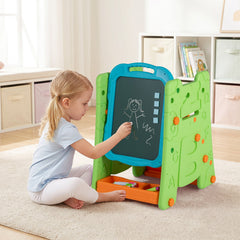 3 in 1 Art Easel for Kids Double Sided Magnetic Board Chalkboard and Whiteboard-Green