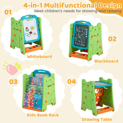 3 in 1 Art Easel for Kids Double Sided Magnetic Board Chalkboard and Whiteboard-Green