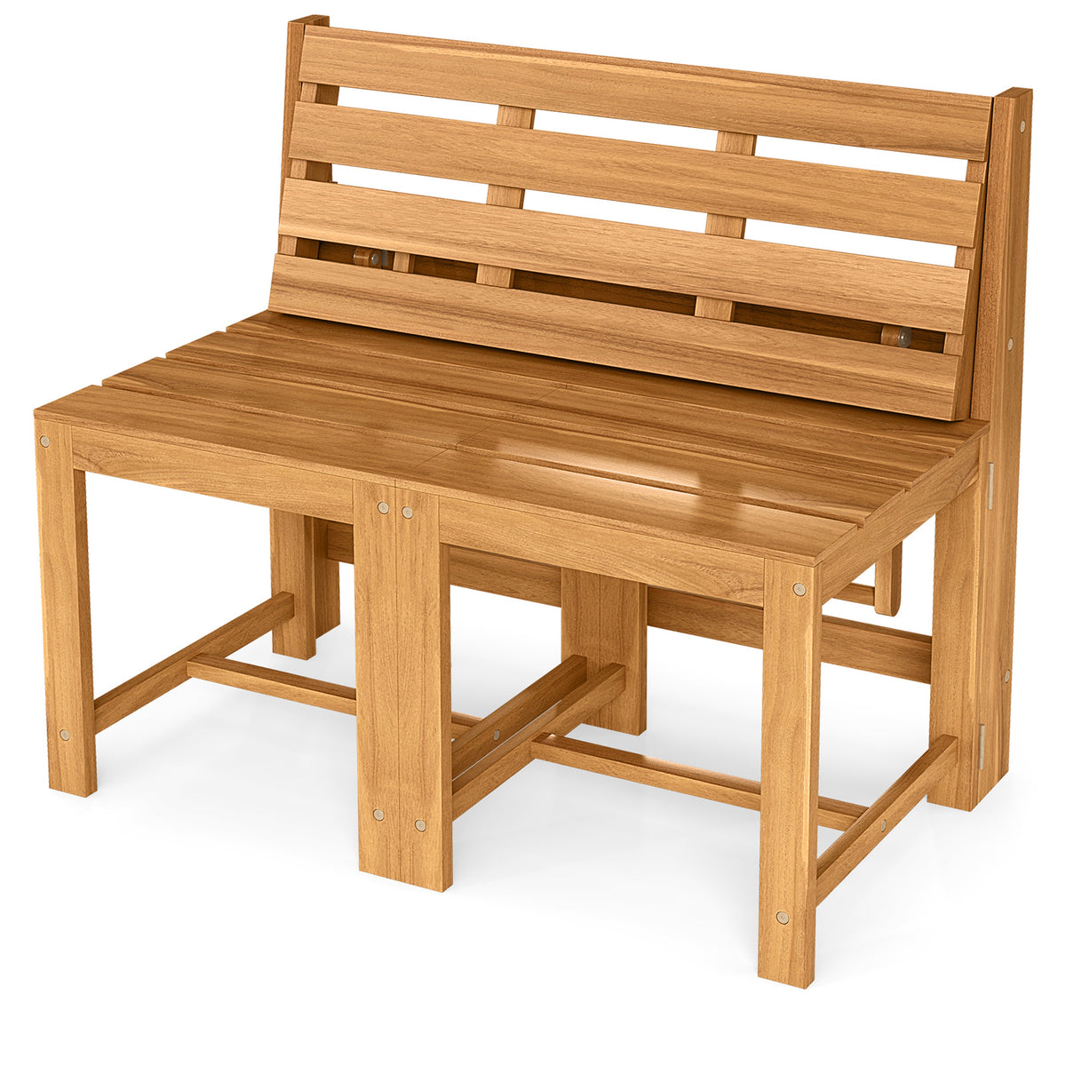 3-in-1 Convertible Bench with 2 Built-in Chairs for Patio
