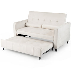 3-in-1 Convertible Sleeper Sofa Bed Pull Out Couch Bed-Beige