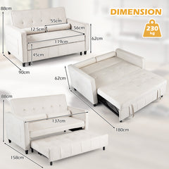 3-in-1 Convertible Sleeper Sofa Bed Pull Out Couch Bed-Beige