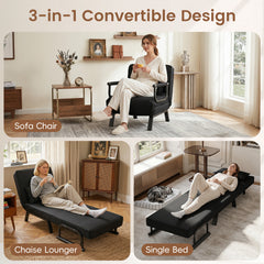 3-in-1 Folding Sofa Bed with Adjustable Backrest with Adjustable Backrest-Black