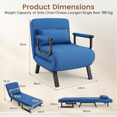 3-in-1 Folding Sofa Bed with Adjustable Backrest with Adjustable Backrest-Blue