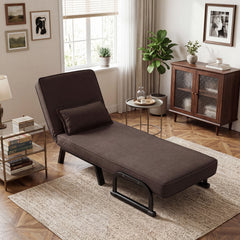 3-in-1 Folding Sofa Bed with Adjustable Backrest with Adjustable Backrest-Brown
