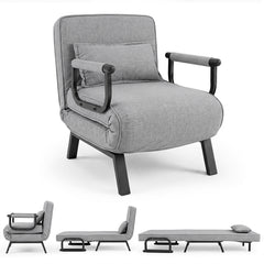 3-in-1 Folding Sofa Bed with Adjustable Backrest with Adjustable Backrest-Light Grey