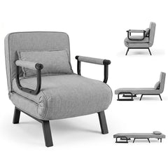 3-in-1 Folding Sofa Bed with Adjustable Backrest with Adjustable Backrest-Light Grey