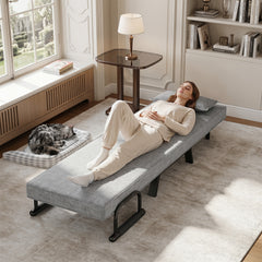 3-in-1 Folding Sofa Bed with Adjustable Backrest with Adjustable Backrest-Light Grey