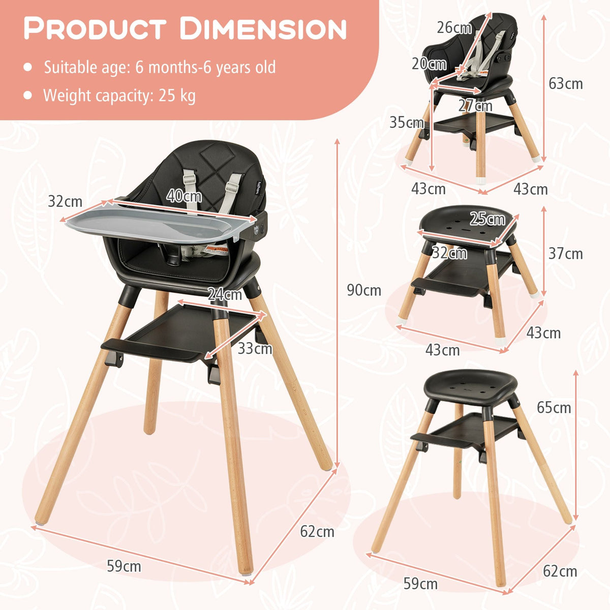 3 in 1 High Chairs in Black, image 5