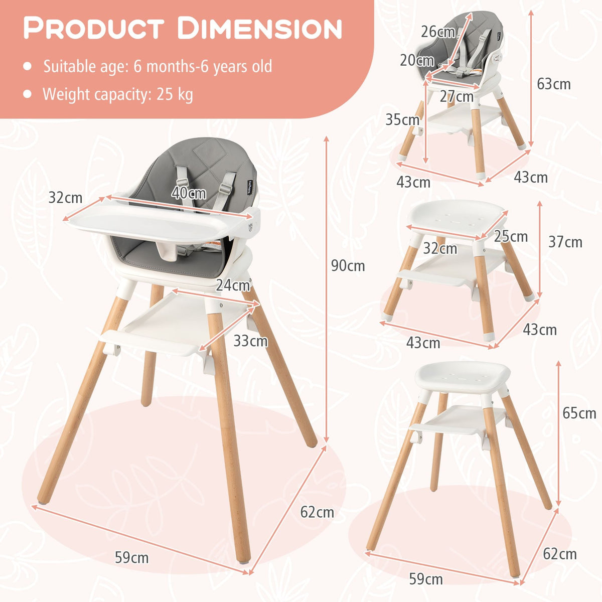 3 in 1 High Chairs in White, image 5