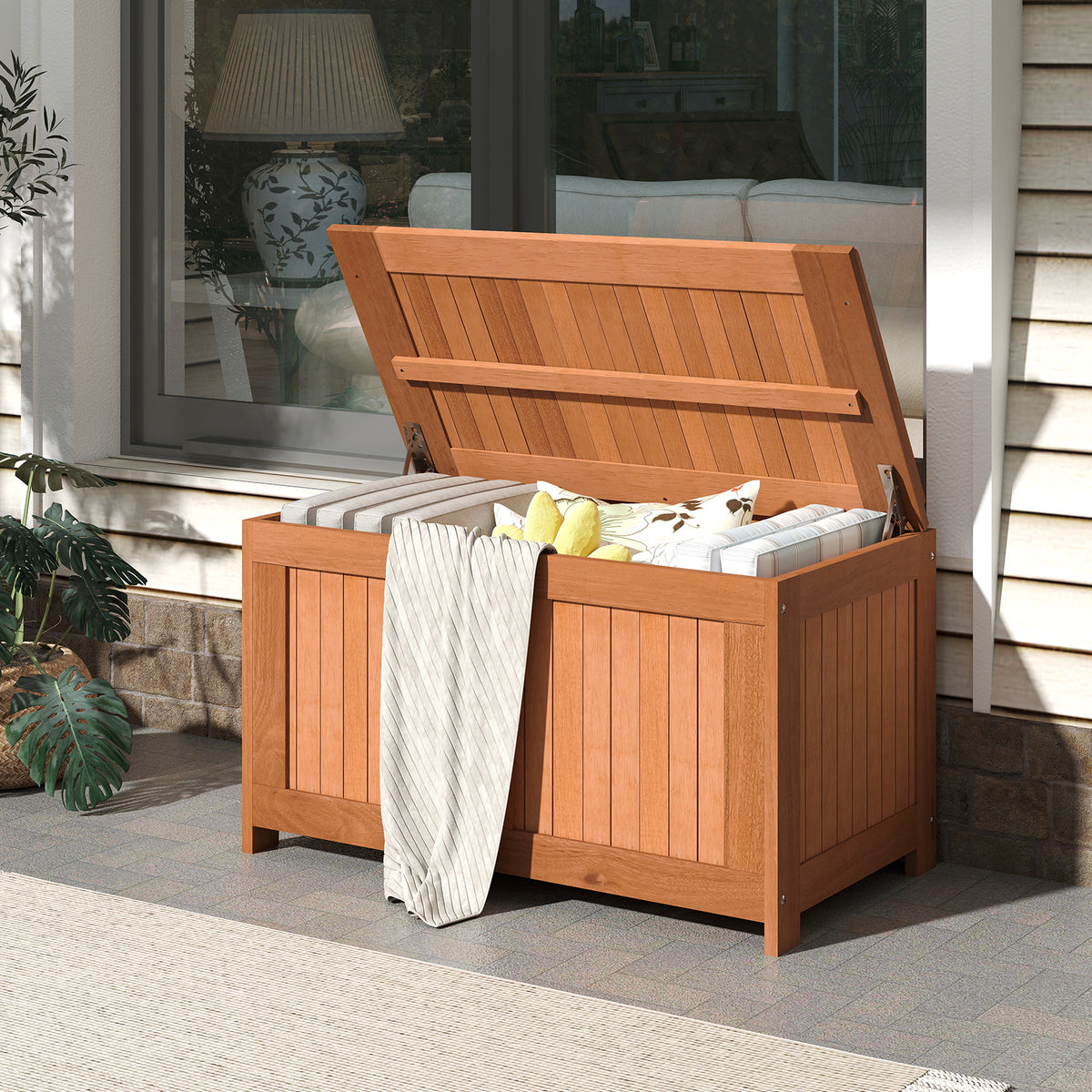 3-in-1 Patio Storage Bench Stool with Flip Top for Cushions