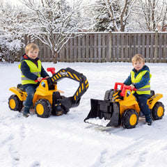 3-in-1 Ride on Excavator Bulldozer with Engine Sound and Under Seat Storage