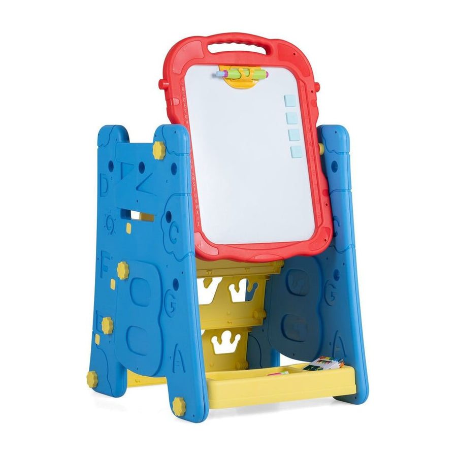 3 in 1 Art Easel for Kids Double Sided Magnetic Board Chalkboard and Whiteboard-Blue