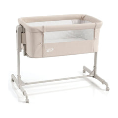 3-in-1 Baby Crib bedside sleeper in beige with adjustable height and castors