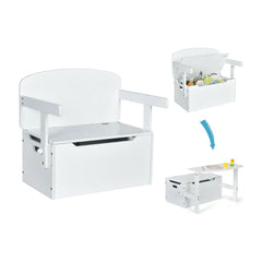 3-in-1 Kids Table and Chair Set with Toy Storage Box-White, showing the table and chair unit with storage box