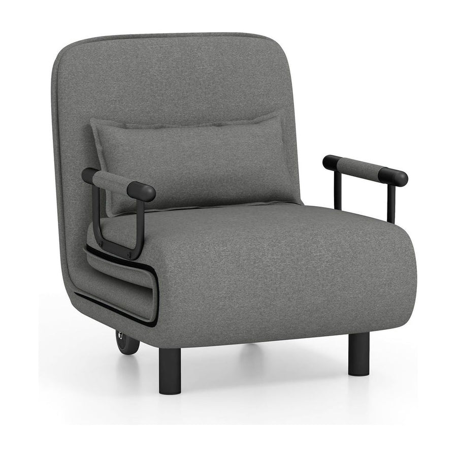 3-in-1 Convertible Sofa Bed with 5-Position Adjustable Backrest-Grey