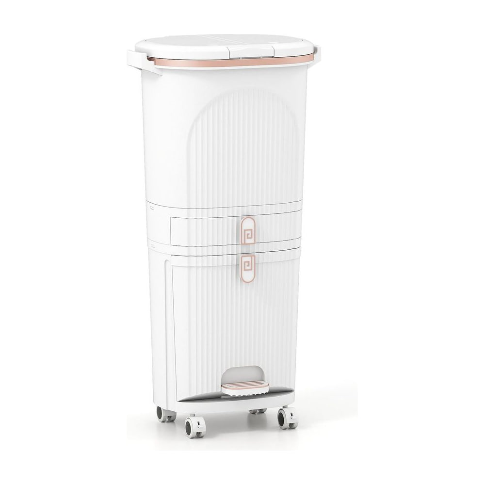 3-Layer Sorting Trash Bin with 2 Removable Buckets standing on a white background