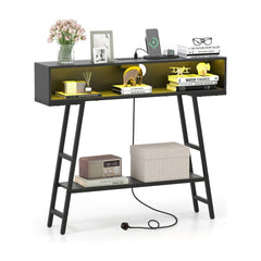 3-Tier Console Table with LED Light and Charging Station shown against a plain white background