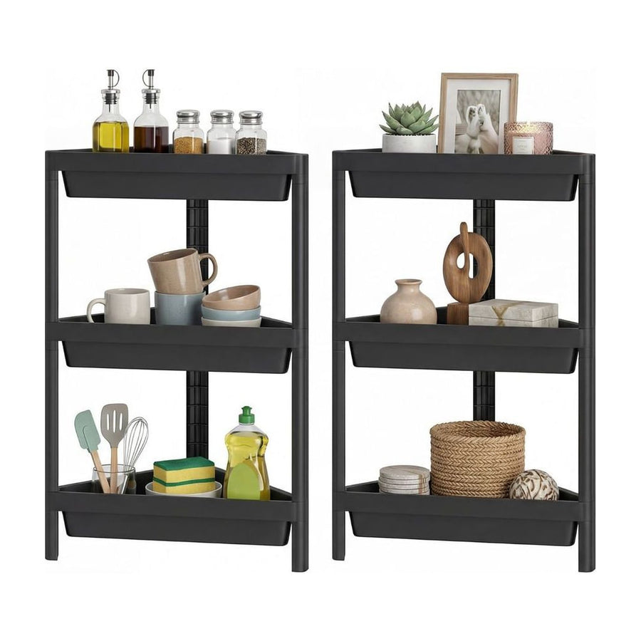 3-Tier Corner Shower Caddy 2-Pack Bathroom Standing Shelf with Detachable Design-Black