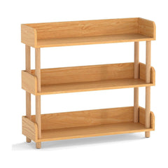 3-Tier Wooden Bookshelf with sturdy pine wood posts and elevated guardrails
