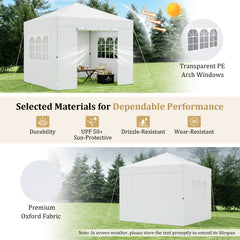 3 x 3 m Pop Up Canopy with 4 Sidewalls and Adjustable Height-White