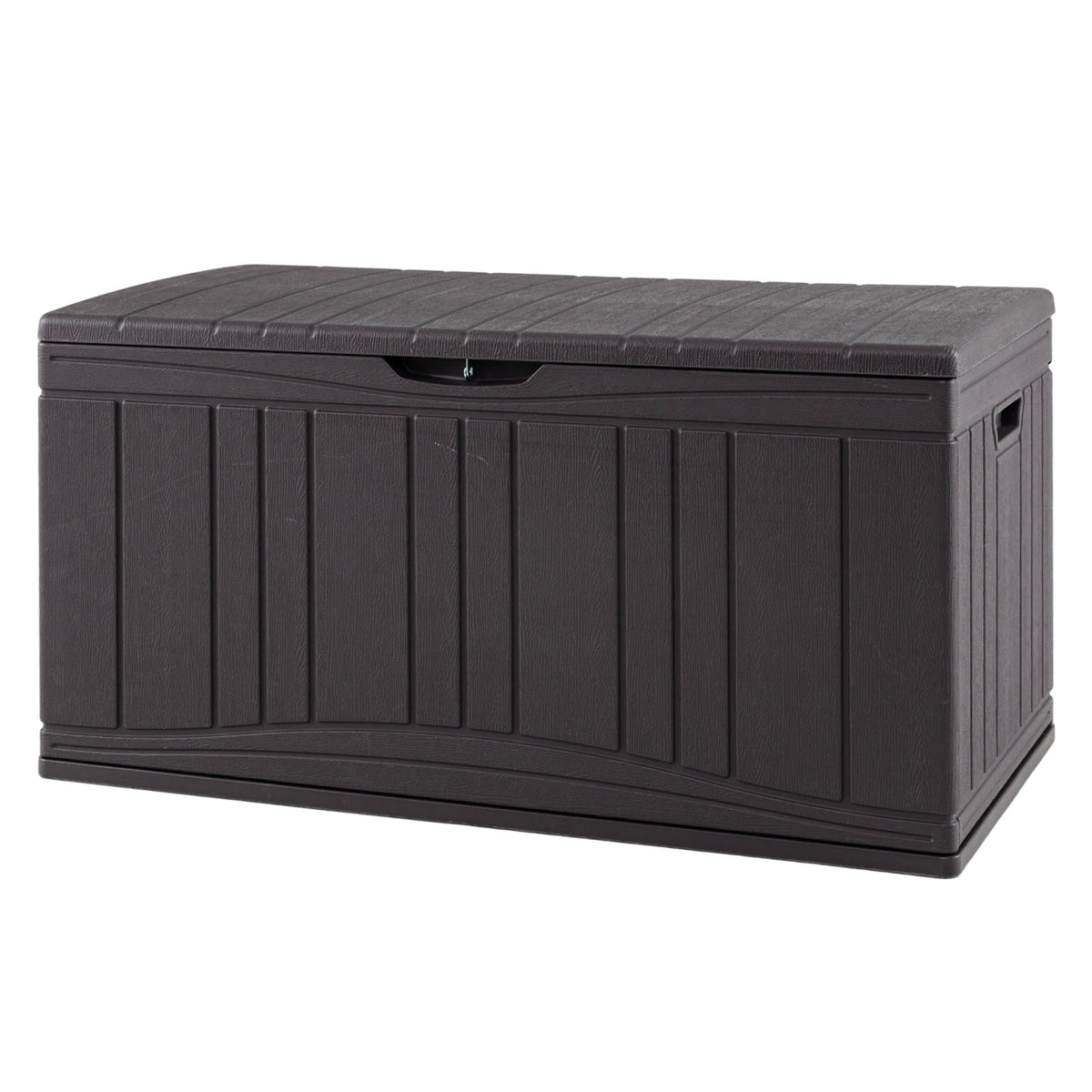300 L Patio HDPE Storage Container with Gas Struts and Lockable Lid-Brown