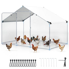 300 x 203 x 202 CM Walk-in Chicken Run with Waterproof Cover for Backyard