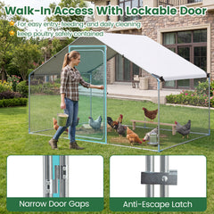 300 x 203 x 202 CM Walk-in Chicken Run with Waterproof Cover for Backyard