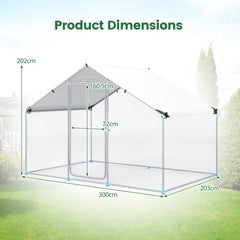 300 x 203 x 202 CM Walk-in Chicken Run with Waterproof Cover for Backyard
