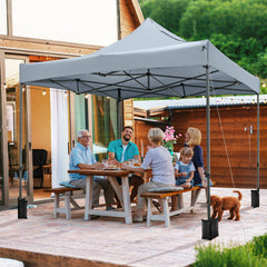 300 x 300 cm Outdoor Pop up Canopy Tent with Wheeled Bag-Grey