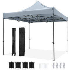 300 x 300 cm Outdoor Pop up Canopy Tent with Wheeled Bag-Grey