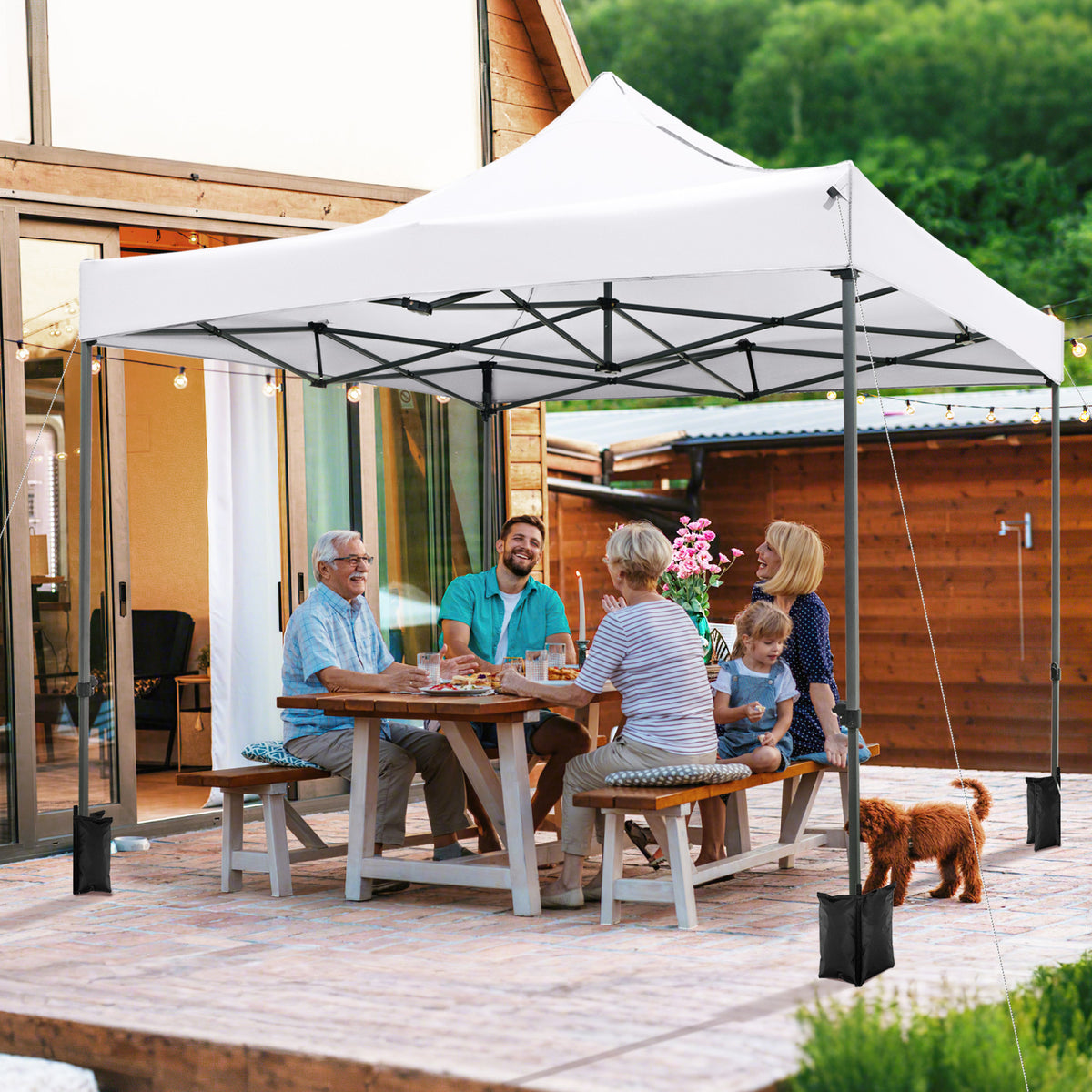 300 x 300 cm Outdoor Pop up Canopy Tent with Wheeled Bag-White