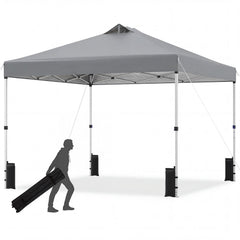 300 x 300 cm Pop up Canopy Tent 1 Person Easy Setup Gazebo Shelter with 1 Button Push-Grey
