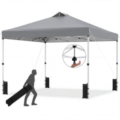300 x 300 cm Pop up Canopy Tent 1 Person Easy Setup Gazebo Shelter with 1 Button Push-Grey