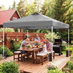 300 x 300 cm Pop up Canopy Tent 1 Person Easy Setup Gazebo Shelter with 1 Button Push-Grey
