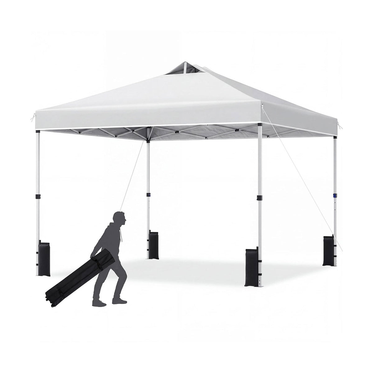 300 x 300 cm Pop up Canopy Tent 1 Person Easy Setup Gazebo Shelter with 1 Button Push-White
