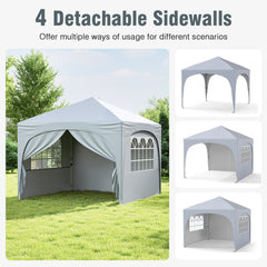 300 x 300 cm Pop up Canopy Tent with 4 Removable Sidewall and Wheeled Bag-White